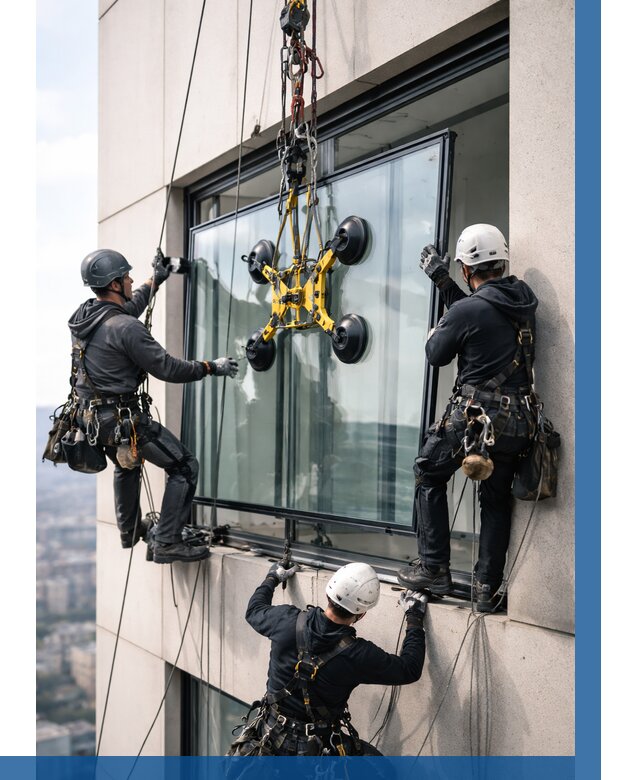 Монтаж стеклопакетов на высоте в Еманжелинске от 3287 р. | ВЫСОТНИК-Мнж