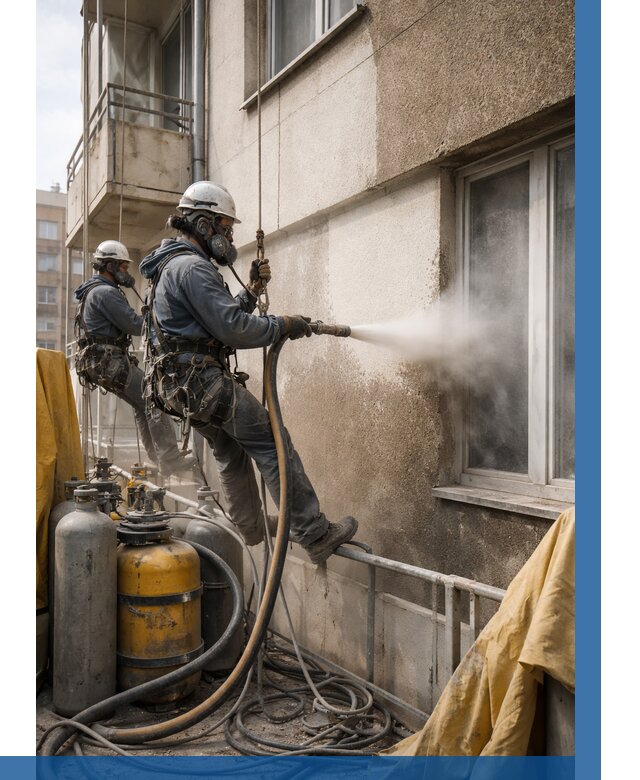 Пескоструйная очистка фасада в Еманжелинске от 668 р. | ВЫСОТНИК-Мнж