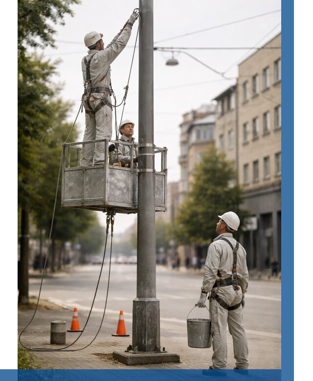 Покраска опор освещения в Еманжелинске от 5136 р. | ВЫСОТНИК-Мнж