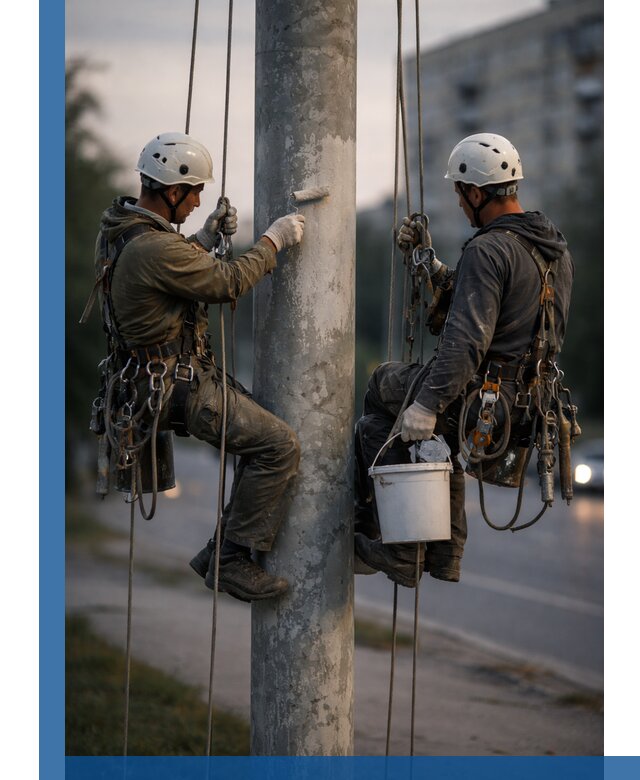 Покраска опор освещения и антикоррозийная защита в Еманжелинске