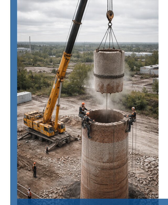 Демонтаж дымовой трубы в Еманжелинске с гарантиями безопасности