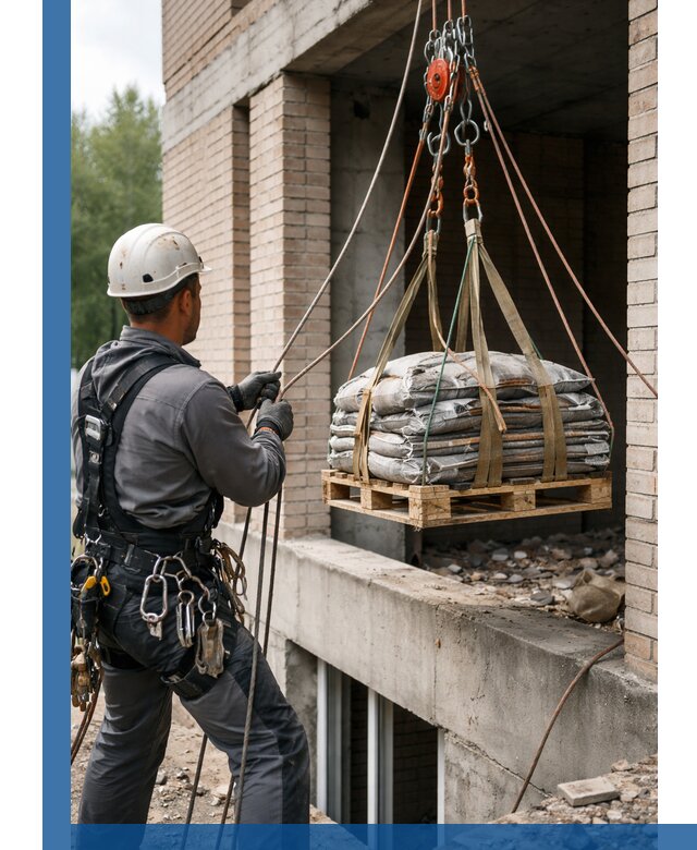 Подъем материалов на этаж веревками в Еманжелинске оперативно