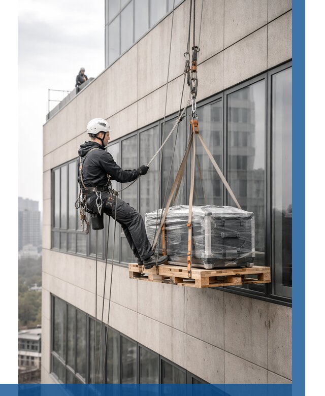 Спуск груза по фасаду в Еманжелинске от 3595 р. | ВЫСОТНИК-Мнж