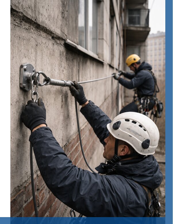 Монтаж анкерных линий в Еманжелинске от 3081 р. | ВЫСОТНИК-Мнж